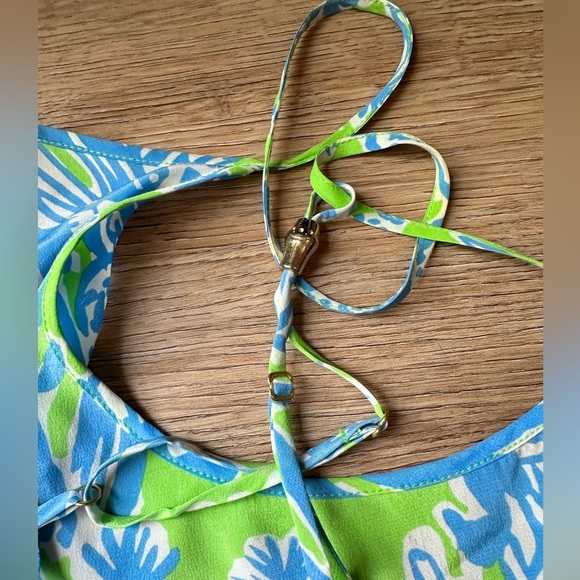 Lilly Pulitzer Maisy Top, Limeade Biggest Fan print, Women's S, silk tank top - Picture 6 of 8